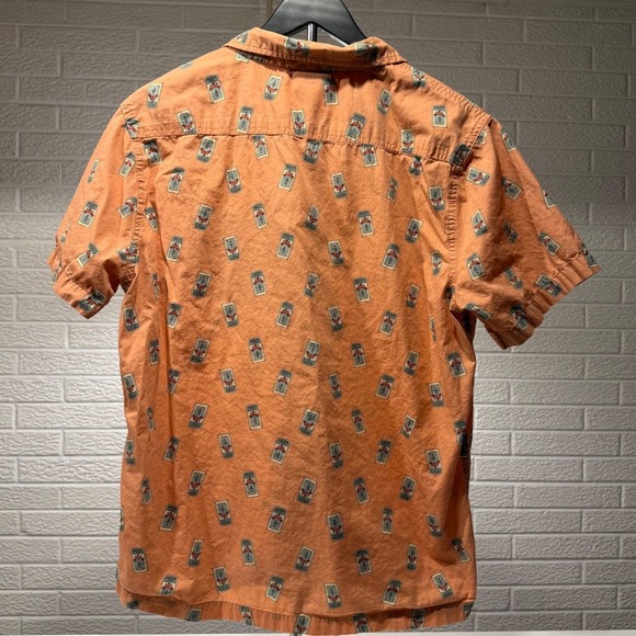 Disney Button Down Shirt Mens Medium Character Print Short Sleeve Orange - Picture 2 of 3